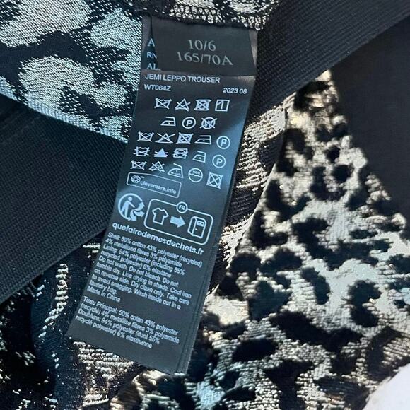 All Saints Jemi Leppo Trouser Wide Leg Cropped Metallic Animal Print Pants 6 - Picture 7 of 7